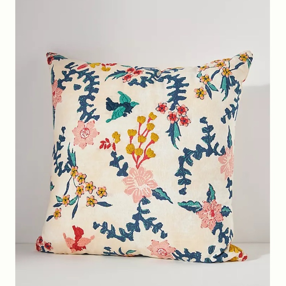 Anthropologie Mirelle Floral Embroidered Throw Pillow